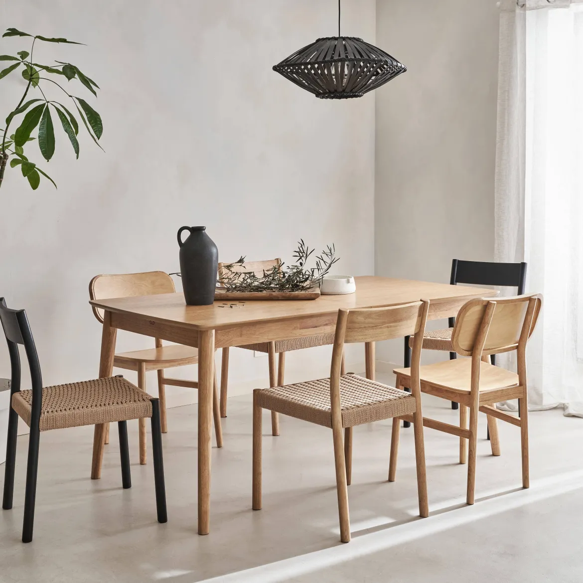 Tavolo da pranzo rettangolare allungabile, 6-8 posti