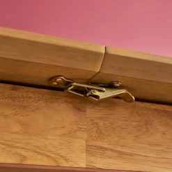 Tavolo da pranzo rettangolare estensibile in legno di hevea e impiallacciatura di quercia 4-6 posti