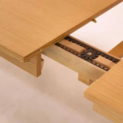 Tavolo da pranzo rettangolare allungabile in legno di hevea e quercia 6 a 10 posti