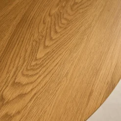 Tavolo da pranzo rotondo effetto legno con gambe in metallo nero 4 posti