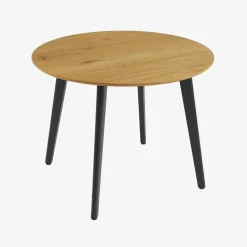 Tavolo da pranzo rotondo effetto legno con gambe in metallo nero 4 posti