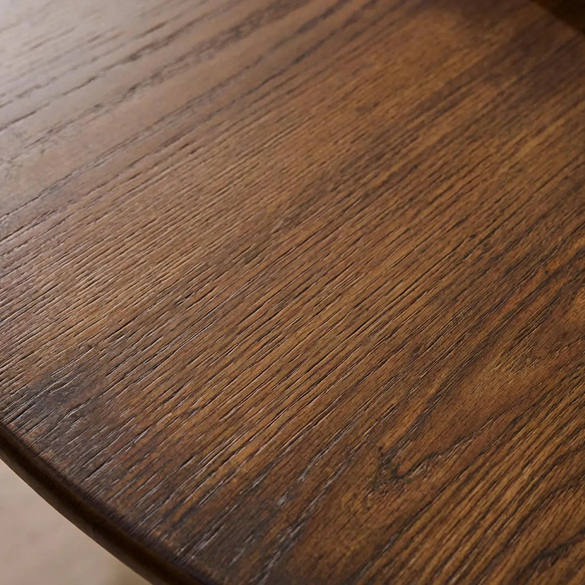 Tavolo da pranzo rotondo legno di hevea e impiallacciatura di quercia 4 posti