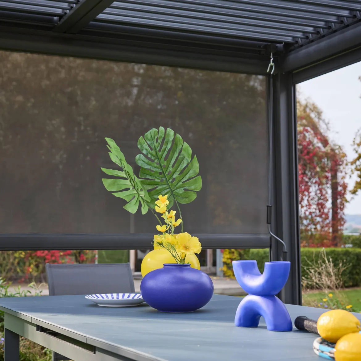 Tenda laterale avvolgibile alluminio e textilene per pergola, 3m