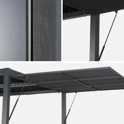 Tenda laterale retrattile in alluminio e textilene per pergola bioclimatica, 3m