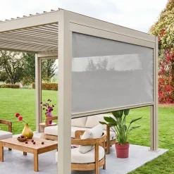 Tenda laterale avvolgibile alluminio e textilene per pergola, 3m