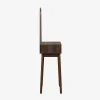 Toeletta trucco decorato in legno, specchio rotondo e 1 cassetto, 60cm