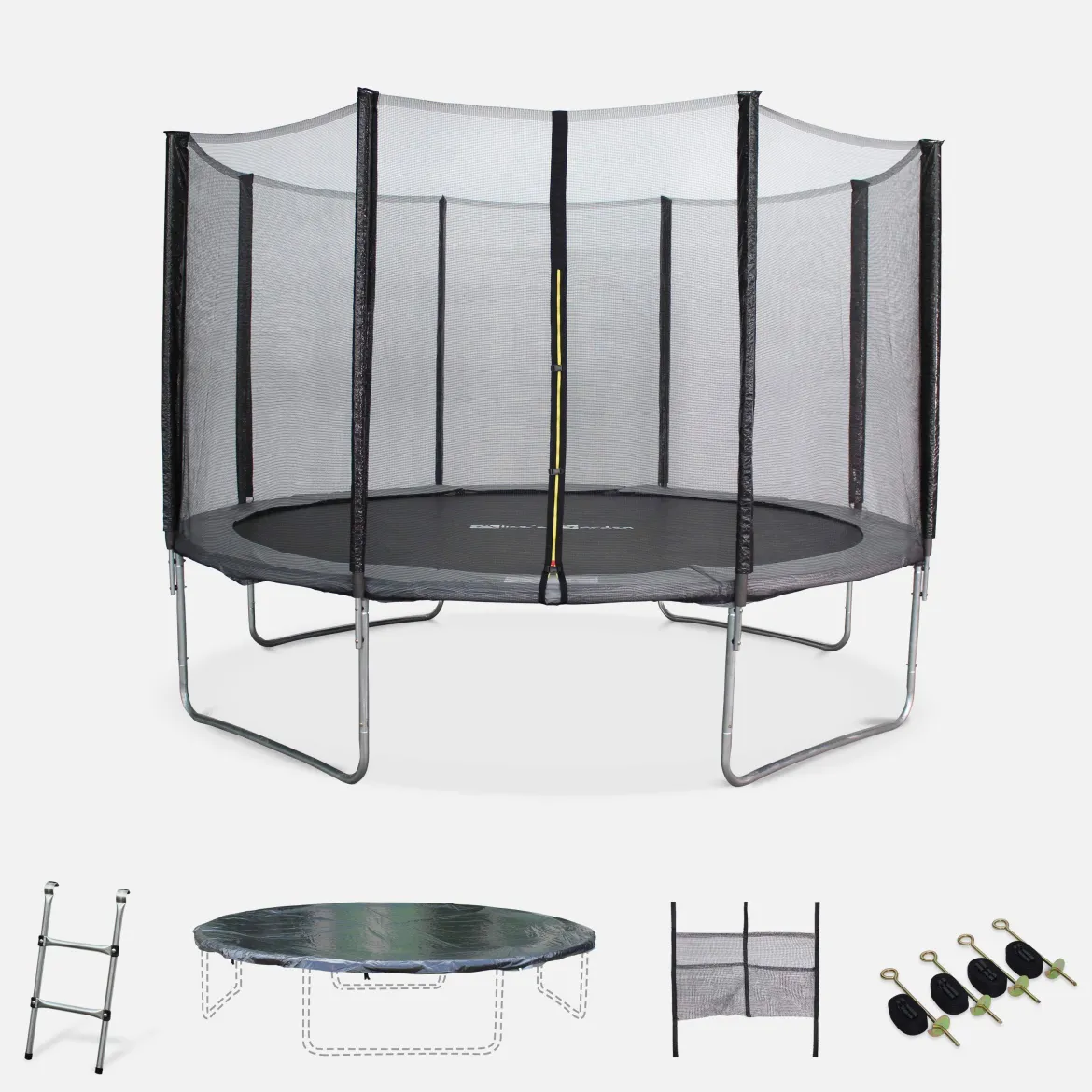 Trampolino 370cm con pacchetto di accessori