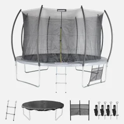 Trampolino 370cm rete interna con set di accessori