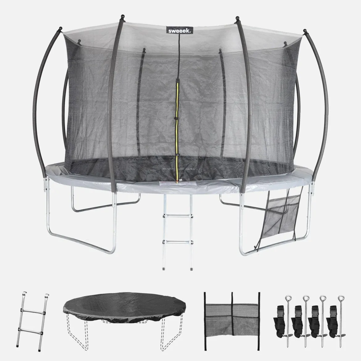 Trampolino 370cm rete interna con set di accessori