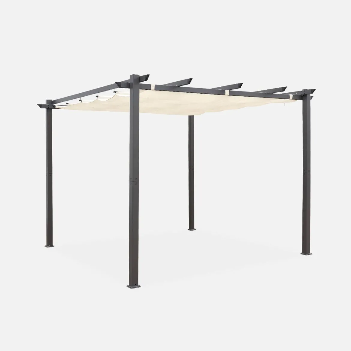 3x3m Pergola, alluminio, copertura scorrevole