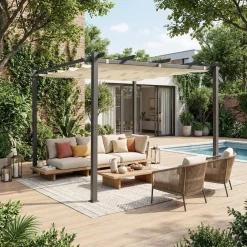 3x3m Pergola, alluminio, copertura scorrevole